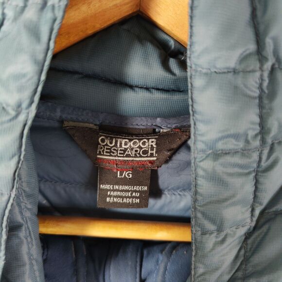 Outdoor Research Mens Large Verismo Hooded Down Jacket Blue Full Zip (Read Desc) - Picture 3 of 8